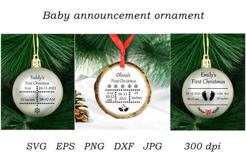 Baby Announcement Ornament SVG. Baby First Christmas SVG SVG Olga Terlyanskaya 