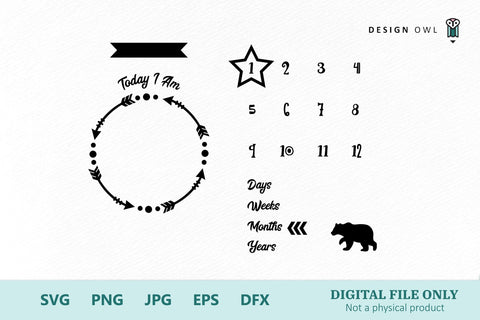 Baby Bear Milestone Blanket SVG Design Owl 