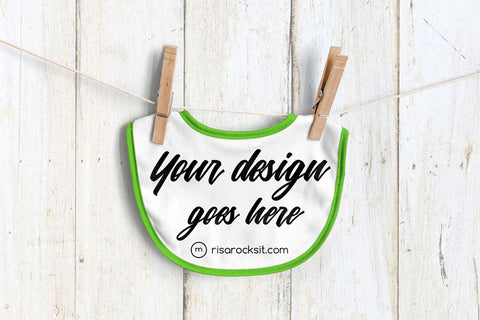 Baby Bib on Clothesline Photoshop PSD and PNG Product Mockup Mock Up Photo Risa Rocks It 