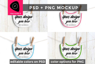 Baby Bib on Clothesline Photoshop PSD and PNG Product Mockup Mock Up Photo Risa Rocks It 