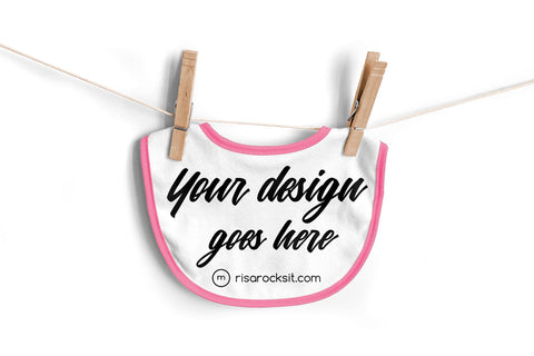 Baby Bib on Clothesline Photoshop PSD and PNG Product Mockup Mock Up Photo Risa Rocks It 