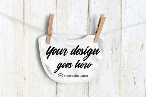Baby Bib on Clothesline Photoshop PSD and PNG Product Mockup Mock Up Photo Risa Rocks It 