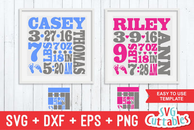 Baby Birth Announcement Baby Birth Stats SVG Svg Cuttables 