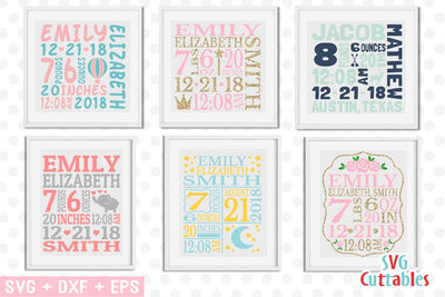 Baby Birth Announcement Bundle SVG Svg Cuttables