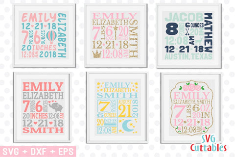 Baby Birth Announcement Bundle SVG Svg Cuttables 