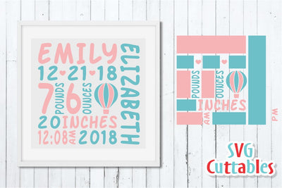Baby Birth Announcement Hot Air Balloon SVG Svg Cuttables 