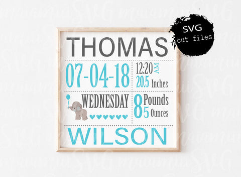Baby Birth Announcement, Newborn Svg, Personalized Svg File, New Baby Svg, Birth Stats Svg, Welcome Baby Svg SVG MaiamiiiSVG 