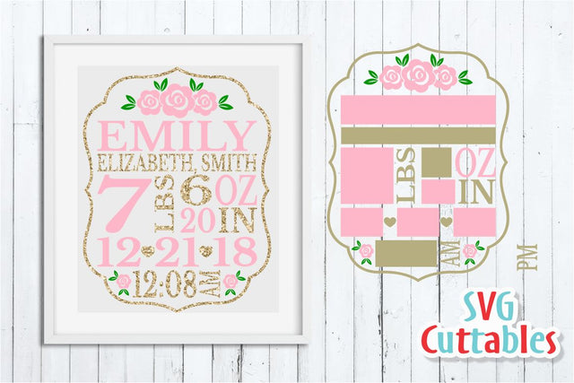 Baby Birth Announcement Roses SVG Svg Cuttables 