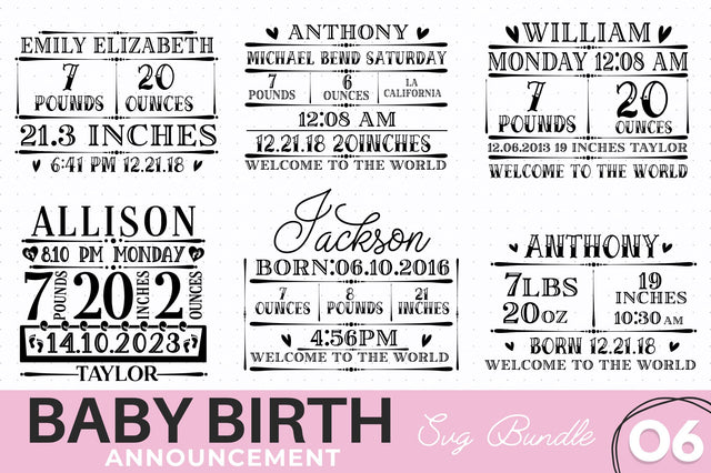 Baby Birth Announcement SVG Bundle SVG Regulrcrative 