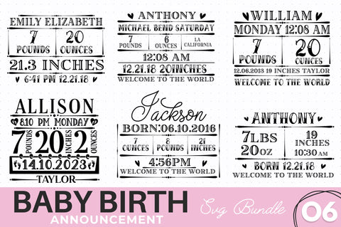 Baby Birth Announcement SVG Bundle SVG Regulrcrative 