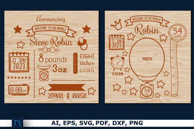 Baby Birth Announcement Template SVG Bundle SVG MD JOYNAL ABDIN 
