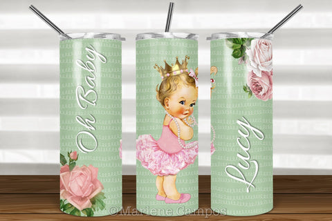 Baby Blondie Skinny Tumbler Sublimation | 20oz Skinny Tumbler | Green Sublimation Marlene Campos 