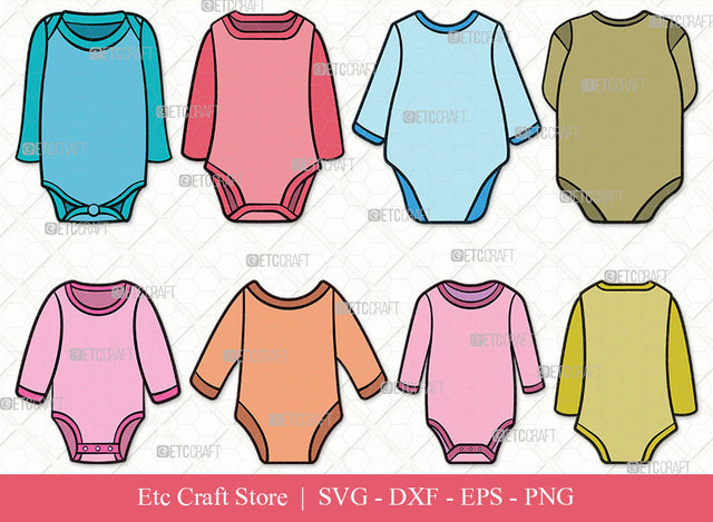 Baby Bodysuit SVG, Romper Suit Clipart, Infant Onesie Svg, Baby Onesie Svg, Baby Romper Svg, Baby Clothes Svg, Newborn Onesie Svg, babysuit Bundle SVG ETC Craft 
