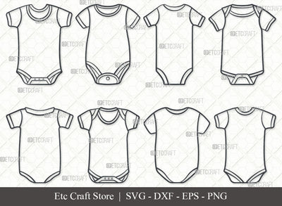 Baby Bodysuit SVG, Romper Suit Outline, Infant Onesie Svg, Baby Onesie Svg, Baby Romper Svg, Baby Clothes Svg, Newborn Onesie Svg, babysuit Bundle SVG ETC Craft 