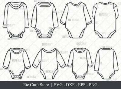 Baby Bodysuit SVG, Romper Suit Outline, Infant Onesie Svg, Baby Onesie Svg, Baby Romper Svg, Baby Clothes Svg, Newborn Onesie Svg, babysuit Bundle SVG ETC Craft 