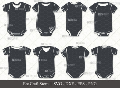 Baby Bodysuit SVG, Romper Suit Silhouette, Infant Onesie Svg, Baby Onesie Svg, Baby Romper Svg, Baby Clothes Svg, Newborn Onesie Svg, babysuit Bundle SVG ETC Craft 