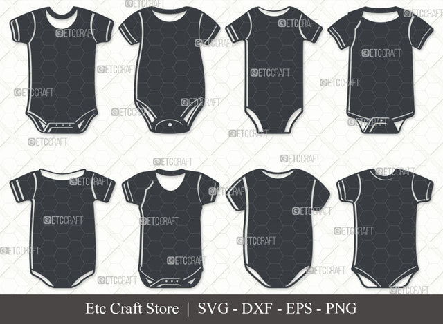 Baby Bodysuit SVG, Romper Suit Silhouette, Infant Onesie Svg, Baby Onesie Svg, Baby Romper Svg, Baby Clothes Svg, Newborn Onesie Svg, babysuit Bundle SVG ETC Craft 