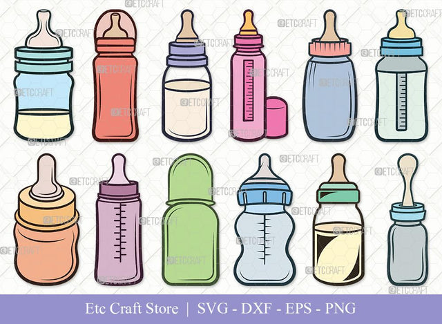 Baby Bottle Clipart SVG Cut File | Milk Bottle Svg | Baby Bottle Svg | Newborn Svg | Baby Bottle Svg Bundle SVG ETC Craft 