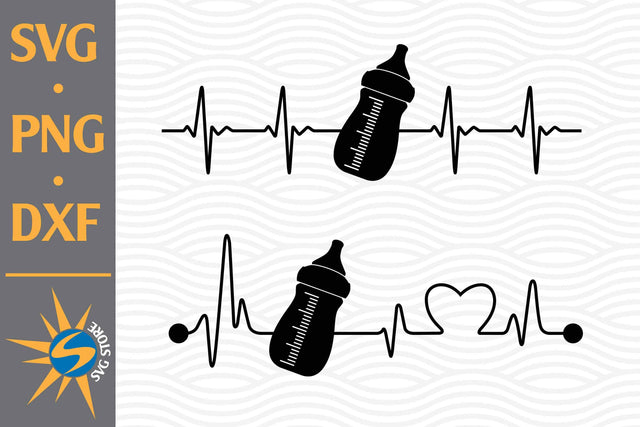 Baby Bottle Heartbeat SVG, PNG, DXF Digital Files Include SVG SVGStoreShop 