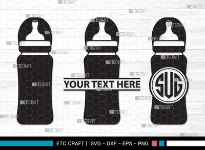 Baby Bottle Monogram SVG | Milk Bottle Svg | Baby Bottle Svg | Newborn Svg | Baby Bottle Monogram SVG ETC Craft 