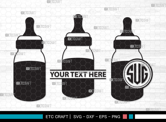 Baby Bottle Monogram SVG | Milk Bottle Svg | Baby Bottle Svg | Newborn Svg | Baby Bottle Monogram SVG ETC Craft 