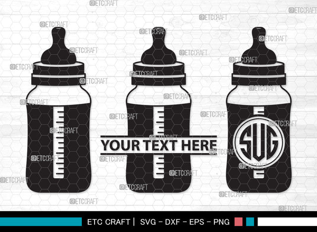 Baby Bottle Monogram SVG | Milk Bottle Svg | Baby Bottle Svg | Newborn Svg | Baby Bottle Monogram SVG ETC Craft 