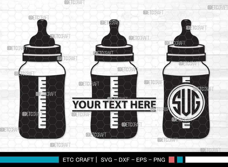 Baby Bottle Monogram SVG | Milk Bottle Svg | Baby Bottle Svg | Newborn Svg | Baby Bottle Monogram SVG ETC Craft 