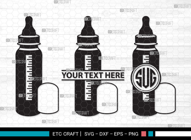 Baby Bottle Monogram SVG | Milk Bottle Svg | Baby Bottle Svg | Newborn Svg | Baby Bottle Monogram SVG ETC Craft 