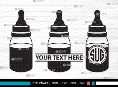 Baby Bottle Monogram SVG | Milk Bottle Svg | Baby Bottle Svg | Newborn Svg | Baby Bottle Monogram SVG ETC Craft 