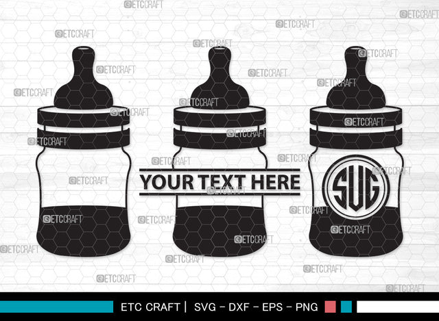 Baby Bottle Monogram SVG | Milk Bottle Svg | Baby Bottle Svg | Newborn Svg | Baby Bottle Monogram SVG ETC Craft 