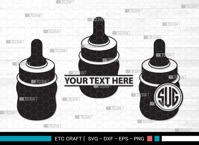 Baby Bottle Monogram SVG | Milk Bottle Svg | Baby Bottle Svg | Newborn Svg | Baby Bottle Monogram SVG ETC Craft 