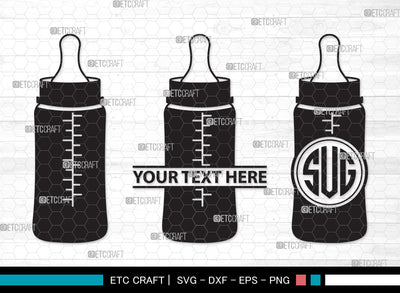 Baby Bottle Monogram SVG | Milk Bottle Svg | Baby Bottle Svg | Newborn Svg | Baby Bottle Monogram SVG ETC Craft 