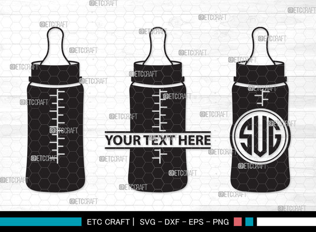 Baby Bottle Monogram SVG | Milk Bottle Svg | Baby Bottle Svg | Newborn Svg | Baby Bottle Monogram SVG ETC Craft 
