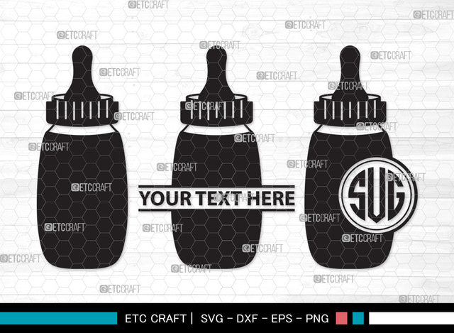 Baby Bottle Monogram SVG | Milk Bottle Svg | Baby Bottle Svg | Newborn Svg | Baby Bottle Monogram SVG ETC Craft 