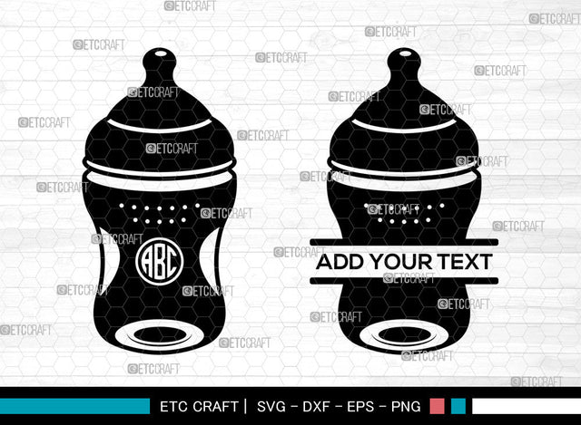 Baby Bottle Monogram SVG, Milk Bottle Svg, New Baby Svg, Newborn Svg, Split Monogram Svg, Baby Bottle Svg SVG ETC Craft 