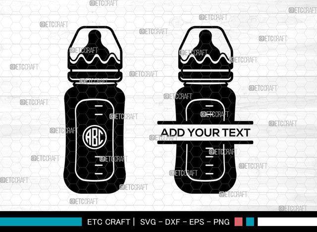 Baby Bottle Monogram SVG, Milk Bottle Svg, New Baby Svg, Newborn Svg, Split Monogram Svg, Baby Bottle Svg SVG ETC Craft 