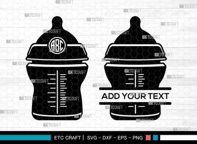 Baby Bottle Monogram SVG, Milk Bottle Svg, New Baby Svg, Newborn Svg, Split Monogram Svg, Baby Bottle Svg SVG ETC Craft 