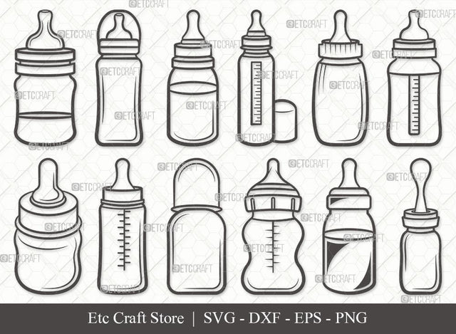 Baby Bottle Outline SVG Cut File | Milk Bottle Svg | Baby Bottle Svg | Newborn Svg | Baby Bottle Svg Bundle SVG ETC Craft 