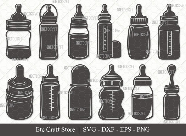 Baby Bottle Silhouette SVG Cut File | Milk Bottle Svg | Baby Bottle Svg | Newborn Svg | Baby Bottle Svg Bundle SVG ETC Craft 