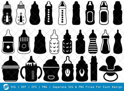 Baby Bottle SVG Cut Files | Baby nipples Silhouette Bundle SVG ETC Craft 