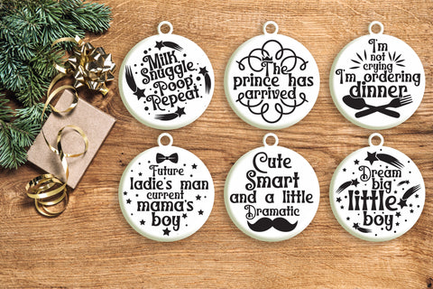Baby Boy Christmas Ornament Svg Bundle. Round Christmas Ornaments Svg. Merry Christmas Svg. Funny Baby Christmas Quotes Dxf Eps Png Pdf SVG Mint And Beer Creations 