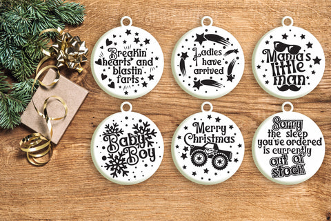 Baby Boy Christmas Ornament Svg Bundle. Round Christmas Ornaments Svg. Merry Christmas Svg. Funny Baby Christmas Quotes Dxf Eps Png Pdf SVG Mint And Beer Creations 