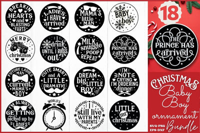 Baby Boy Christmas Ornament Svg Bundle SVG DESIGNISTIC 