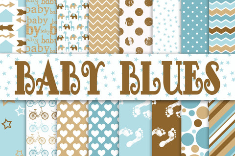 Baby Boy Digital Papers in Blues and Browns Sublimation Old Market 