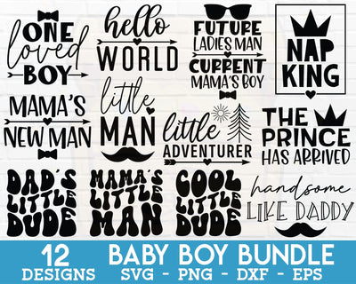 Baby Boy SVG Bundle - Baby Saying SVG, Newborn Baby SVG, Boy Onesie SVG, Baby Shower SVG, Newborn SVG, Baby Boy PNG SVG GraphicsTreasures 