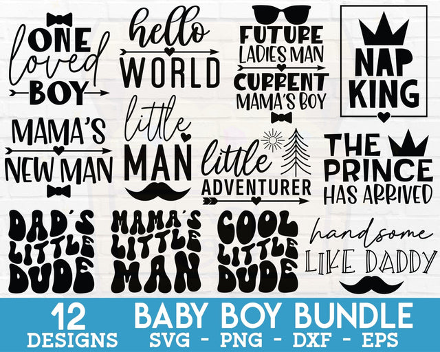 Baby Boy SVG Bundle - Baby Saying SVG, Newborn Baby SVG, Boy Onesie SVG, Baby Shower SVG, Newborn SVG, Baby Boy PNG SVG GraphicsTreasures 