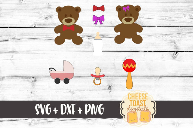 Baby Bundle - Teddy Bear - Baby Rattle - Baby Bottle SVG Cheese Toast Digitals 