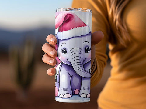 Baby Christmas Elephant Tumbler wrap PNG Sublimation Luvleigh Digitals 