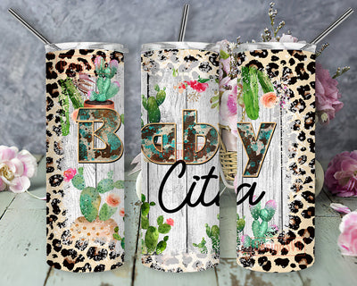 Baby Cita 20oz Skinny Tumbler, Baby Cowhide Turquoise Tumbler Png, Western Cactus Leopard Design Tumbler, Western Sublimation Design, Digital Download Sublimation DesignSVG 