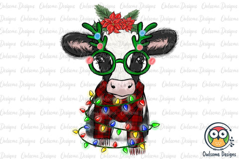 Baby Cow Christmas PNG Sublimation Sublimation Owlsome.Designs 